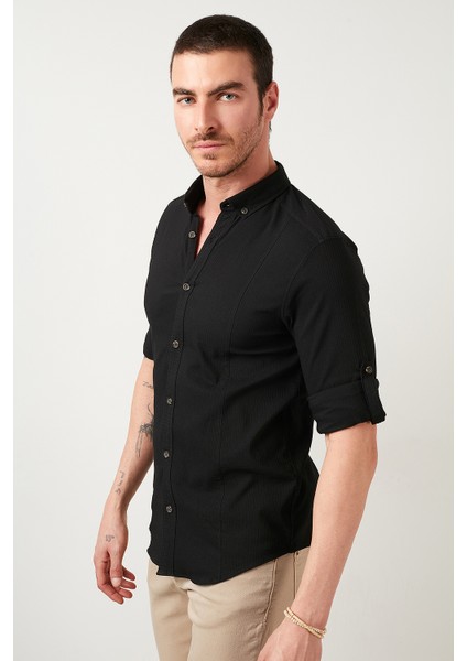 Düğmeli Yaka Pamuklu Gömlek Erkek Gömlek CF21S113008 modelleri