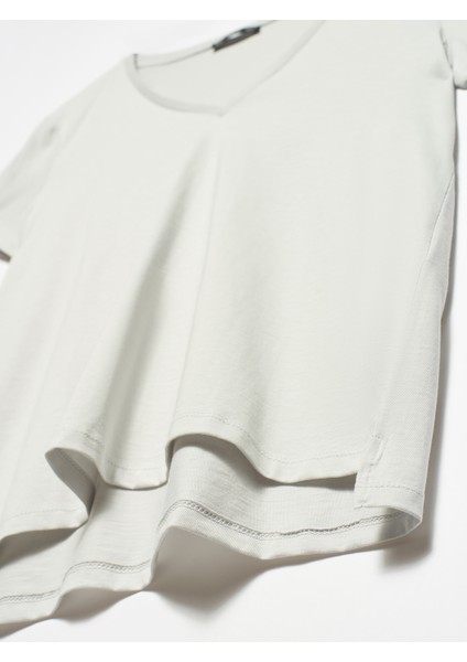 3470 V Yaka Basic T-Shirt-Gri modelleri