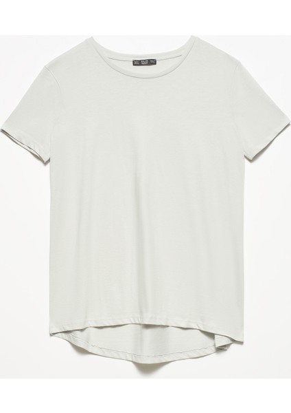 3471 Bisiklet Yaka Basic T-Shirt-Gri