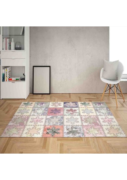 Kar Tanesi Desenli Dijital Baskı Yıkanabilir Leke Tutmaz Kaymaz Taban Modern Salon Halı ve Yolluk