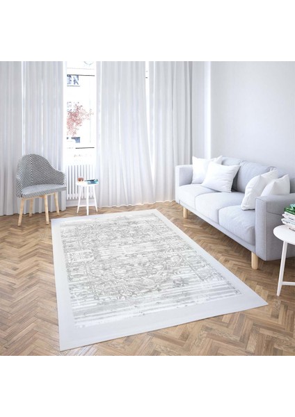 Osmanlı Motifler Desenli Dijital Baskı Yıkanabilir Kaymaz Taban Klasik Salon Halı ve Yolluk(Gri) fiyatları