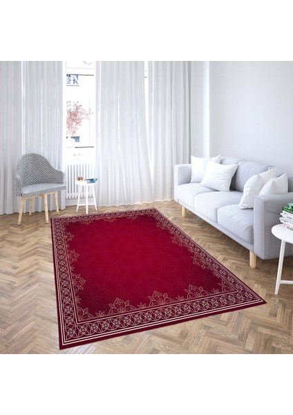 Geometrik Desen Çerçeveli Dijital Baskı Yıkanabilir Kaymaz Taban Düz Salon Halısı fiyatları