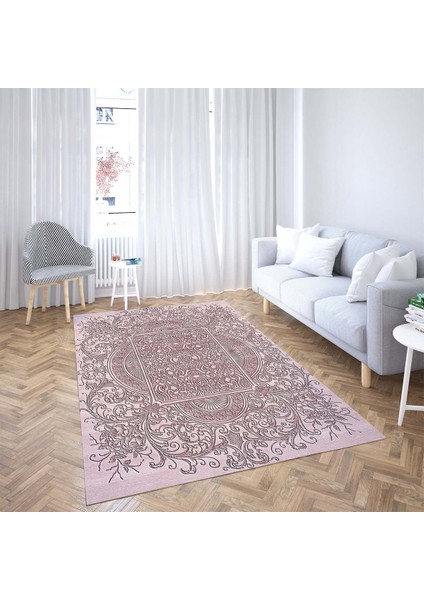 Kabartma Desenli Göbekli Dijital Baskı Yıkanabilir Kaymaz Taban Vintage Salon Halısı ve Yolluk Pudra fiyatları