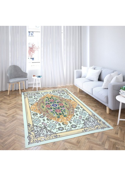 Osmanlı Motif Göbekli Dijital Baskı Yıkanabilir Kaymaz Taban Düz Salon Halı ve Yolluk fiyatları