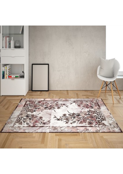 Çiçek Desen Çerçeveli Dijital Baskı Yıkanabilir Kaymaz Taban Klasik Salon Halısı ve Yolluk