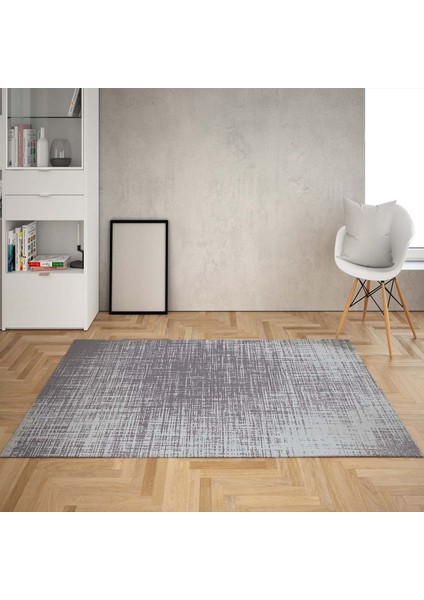 Çizgi Desenli Dijital Baskı Yıkanabilir Kaymaz Taban Klasik Salon Halı ve Yolluk (Gri)