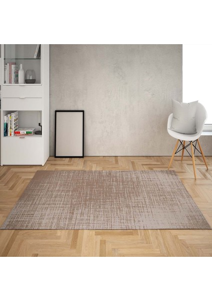 Çizgi Desenli Dijital Baskı Yıkanabilir Kaymaz Taban Klasik Salon Halı ve Yolluk (Kahve)