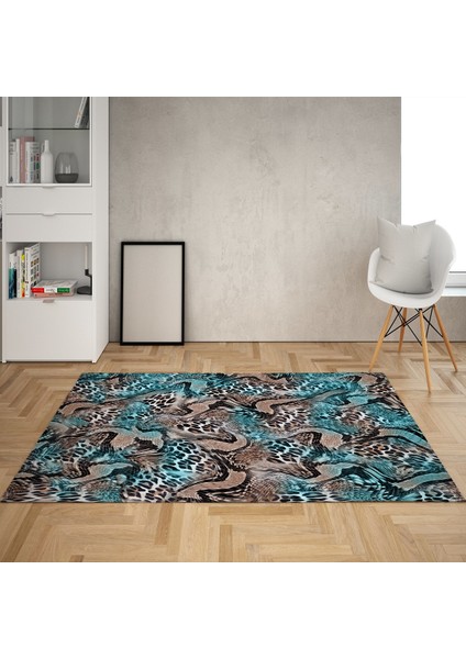Leopar Desen Patchwork Dijital Baskı Yıkanabilir Kaymaz Taban Klasik Salon Halısı ve Yolluk