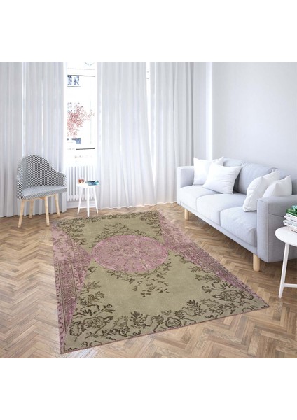Kabartma Desen Dijital Baskı Yıkanabilir Kaymaz Taban Klasik Salon Halısı(Pudra) fiyatları