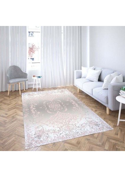 Osmanlı Desen Çerçeveli Dijital Baskı Yıkanabilir Kaymaz Taban Klasik Salon Halısı ve Yolluk (Somon) fiyatları
