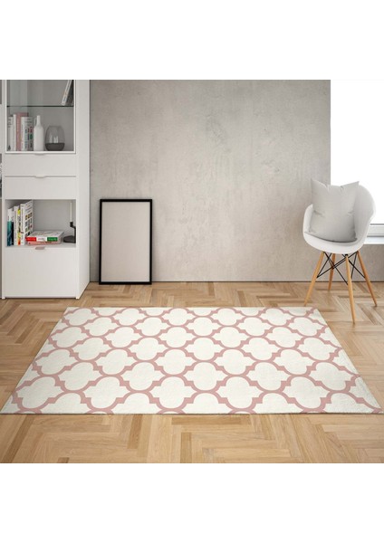 Geometrik Desenli Karo Motif Dijital Baskı Yıkanabilir Kaymaz Taban Modern Salon Halısı (Byzpdr)