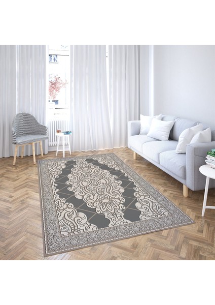 Osmanlı Şal Desen Çerçeveli Dijital Baskı Yıkanabilir Kaymaz Taban Klasik Salon Halısı ve Yolluk fiyatları