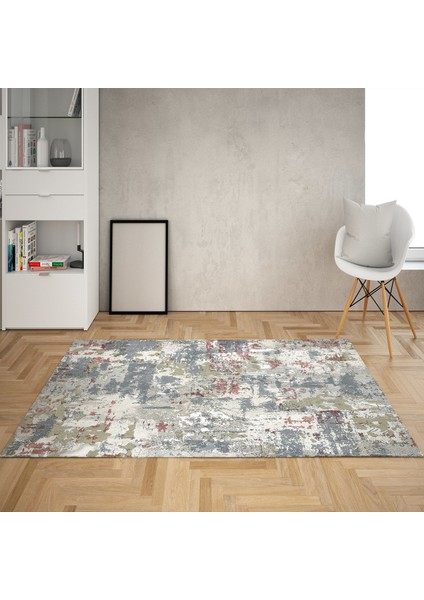 Batik Desen Renk Geçişli Dijital Baskı Yıkanabilir Kaymaz Taban Modern Salon Halısı ve Yolluk (Gri)