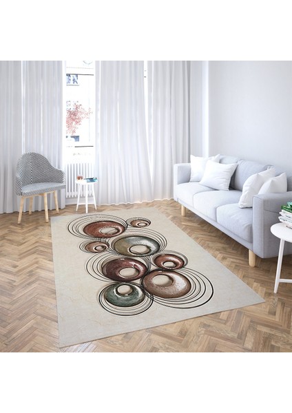Geometrik Çember Desen Dijital Baskı Yıkanabilir Kaymaz Taban Modern Salon Halısı fiyatları