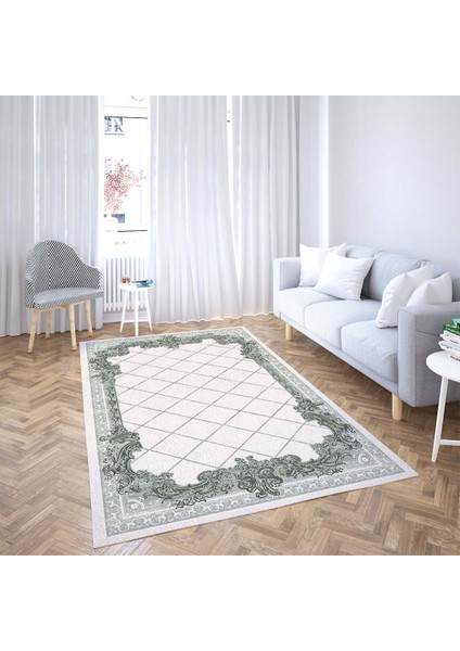 Geometrik Çizgiler Dijital Baskı Yıkanabilir Kaymaz Taban Vintage Salon Halısı ve Yolluk