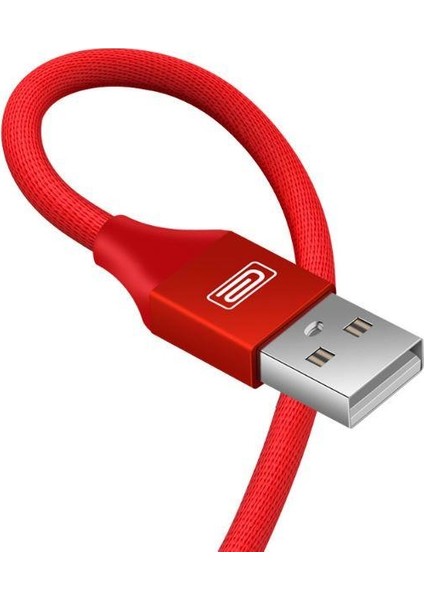 Earldom EC-015 Type-C 2.1A Hızlı Şarj ve Data Kablosu Kırmızı Örgü Ipli