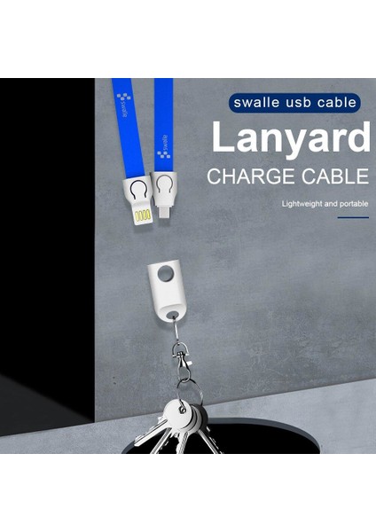 Örgülü Boyun Askılı Şarj Kablosu Mavi modelleri