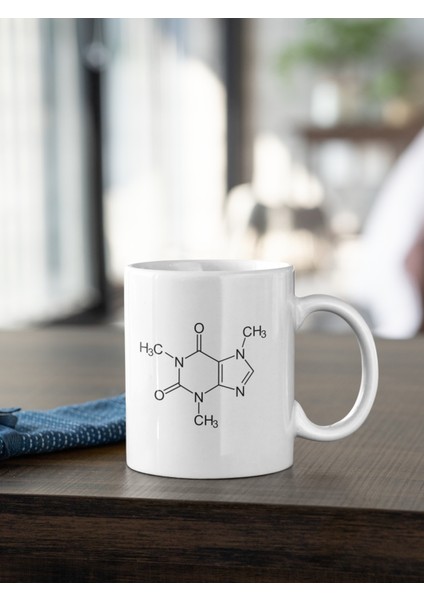 Kahve Kafein Kimya Formülü Baskılı Kahve Çay Kupası Kupa Beyaz Porselen Mug Sevgililer-İş Arkadaşı-Doğum-Günü Hediyesi Hediye