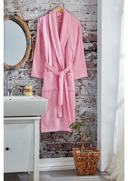 Pamuklu Bornoz - S Beden - Pembe
