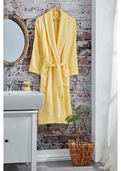 Pamuklu Bornoz - S Beden - Sarı