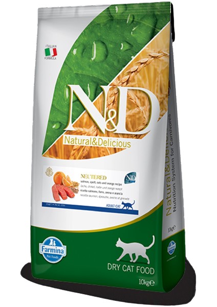 Düşük Tahıllı Somonlu 10 kg Kısırlaştırılmış Yetişkin Kuru Kedi Maması