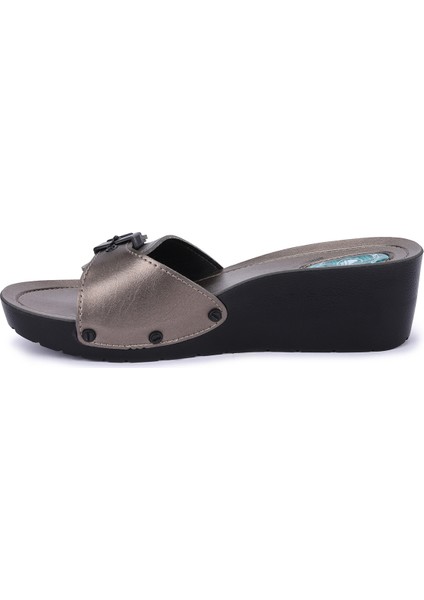 9969-1 Günlük 5,5 cm Topuk Jelli Bayan Terlik Platin