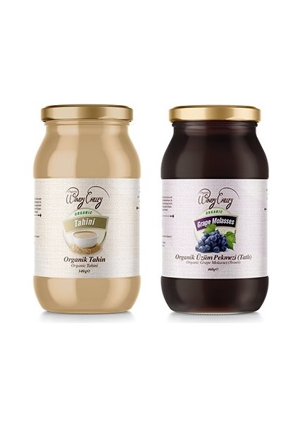 Organic Windy Valley Organik Üzüm Pekmezi & Organik Tahin  Katkısız Şeker İlavesiz  (460gr + 300gr)