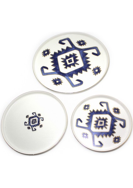 Arabesque Mavi Desen Servis Sunum Seti