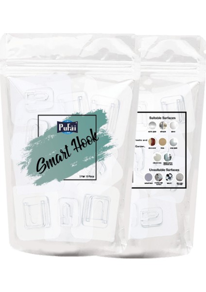 Çift Taraflı Yapışkanlı Şeffaf Akıllı Askı Askılık 15 Set 30 Parça 3 Paket Içerisinde