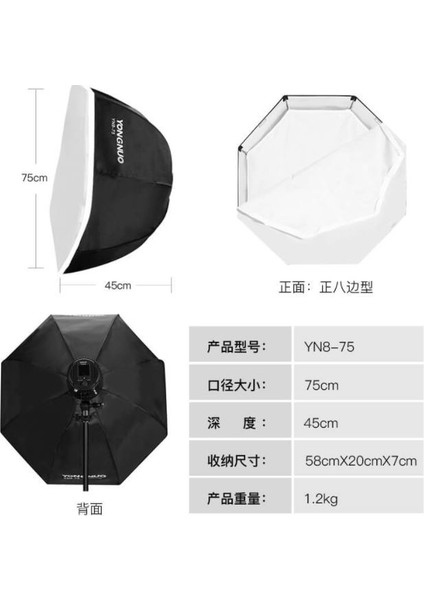 Yn8-75 Sekizgen Bowens Mount Softbox 75CM