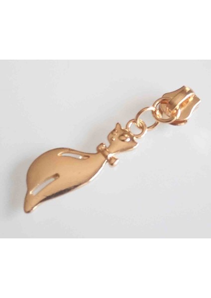 Gold Fermuar Başı Kedili
