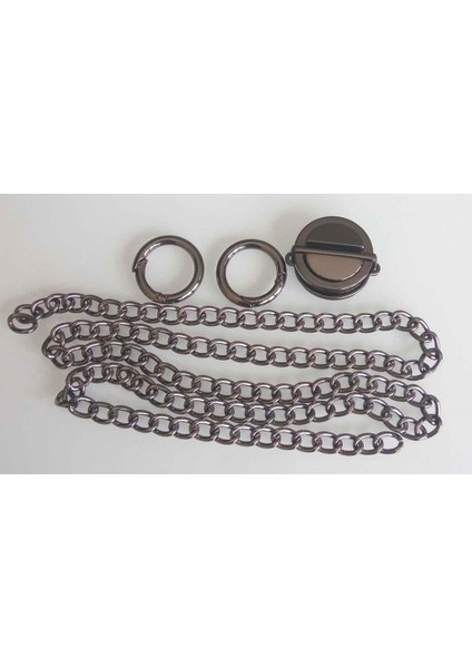 Füme Renk Çanta Zincir Set