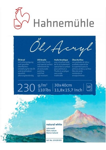Hahnemuhle Yağlı ve Akrilik Blok - 30 x 40 cm 230 gr 10 Yaprak