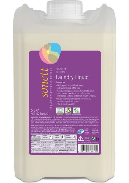 Çamaşır Yıkama Sıvısı- Organik Lavanta Özlü -5 Lt