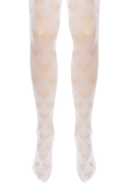 2li Kalp ve Fiyonkdesenli Beyaz Dantel File Çocuk Külotlu Çorap 9-12 Yaş fiyatları