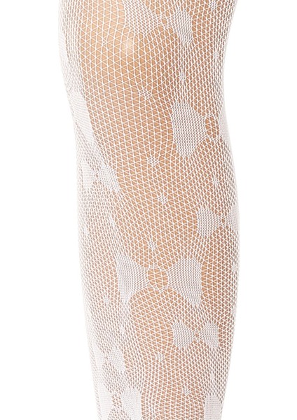 2li Kalp ve Fiyonkdesenli Beyaz Dantel File Çocuk Külotlu Çorap 9-12 Yaş indirimleri