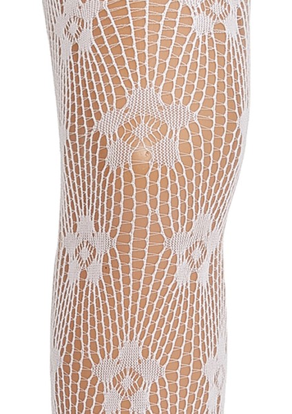 Minik Çiçek Desenli Beyaz Dantel File Çocuk Külotlu Çorap 5-8 Yaş fiyatları