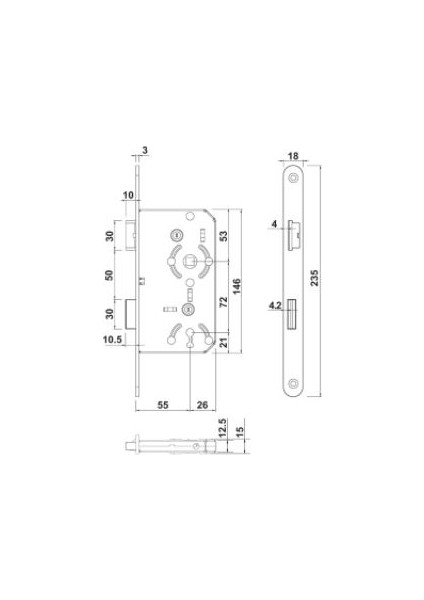 Sessiz Kilit Oda Tipi Gümüş Renkli 55MM/18MM Sağ