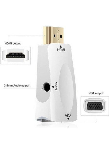 HDMI To VGA Dönüştürücü Çevirici Receiver Uydu Ps3 Ps4 Xbox Pc Notebook