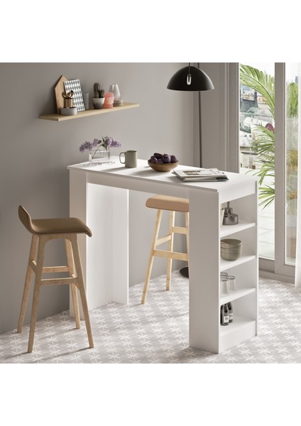 Style Bar Masası Mutfak Yemek Masası Beyaz St1-W