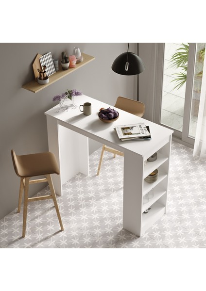 Style Bar Masası Mutfak Yemek Masası Beyaz St1-W