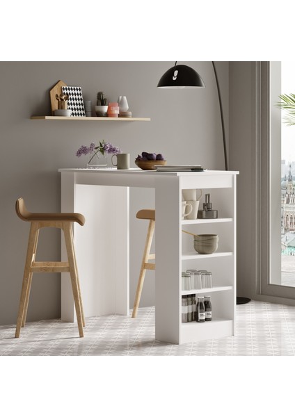 Style Bar Masası Mutfak Yemek Masası Beyaz St1-W