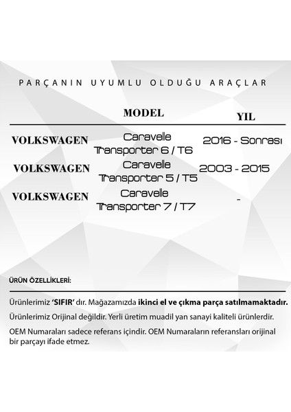 Alpha Auto Part Transporter T5 T6 T7 Için Kol Dayama Kolçak Burcu Demiri 2'li Set