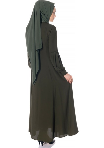 Fermuarlı Kloş Haki Ferace 668-1
