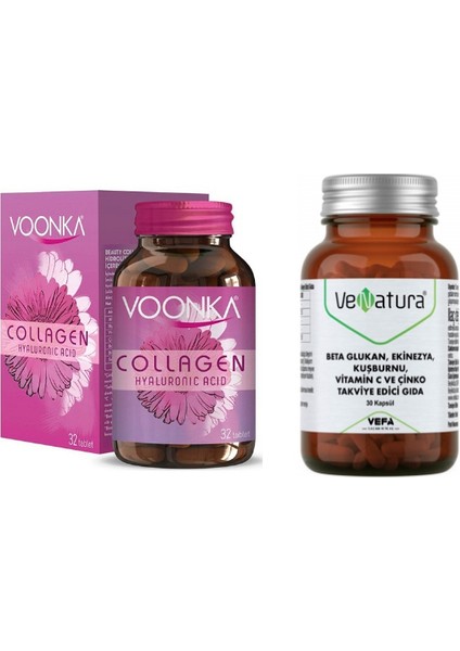 Collagen Hyaluronic Acid  32 Tablet + Venatura Venatura Beta Glukan 30 Kapsül