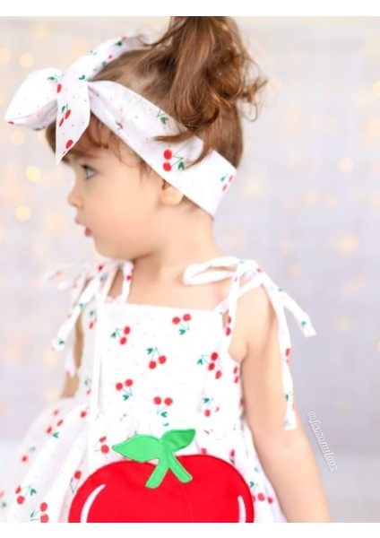 Kız Çocuk Cherry Kirazlı Beyaz Elbise indirimleri