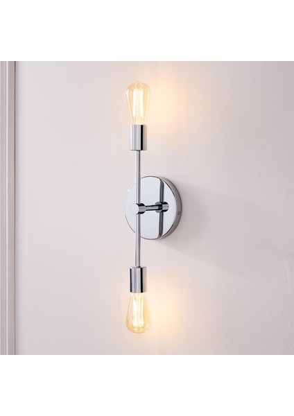 modern krom 2xe27 duylu duvar aplik