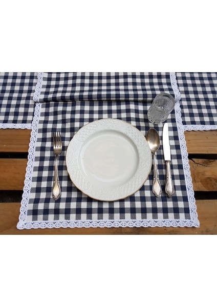 Lacivert Kareli Runner 50 cm BEG 2059