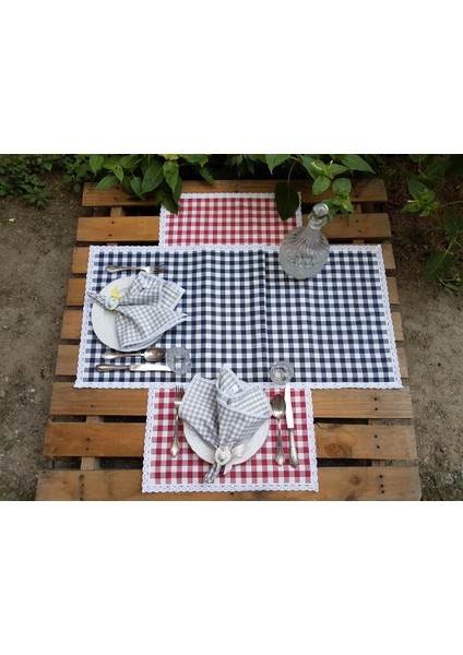 Lacivert Kareli Runner 50 cm BEG 2059 modelleri