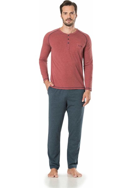 Erkek Çeyizlik Pijama Takımı 3 Düğmeli Pamuklu